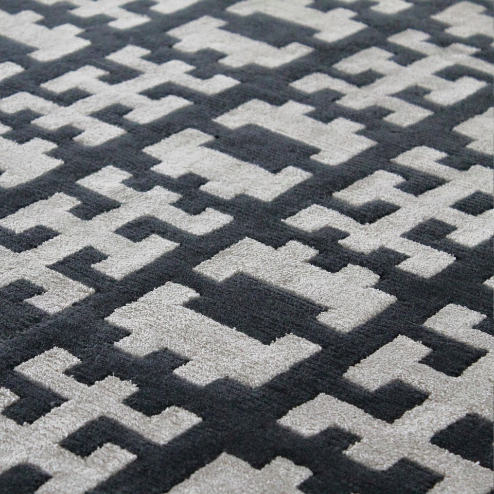 Custom black white rug